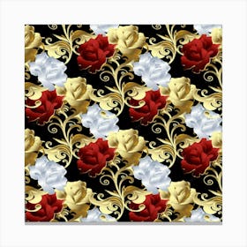 Roses Seamless Pattern Floral Canvas Print