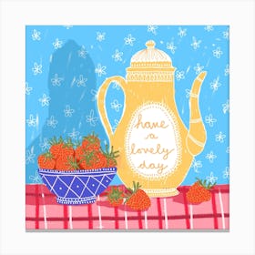 Have A Lovely Day Jug Square Canvas Print