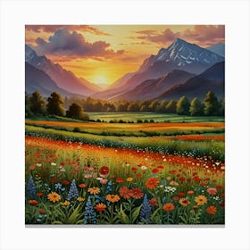 Sunset In The Meadow 12 Canvas Print