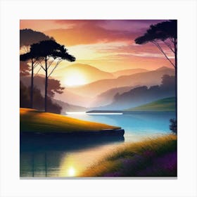 Sunset By The Lake 47 Canvas Print