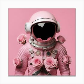 Pink Roses Astronaut 1 Canvas Print