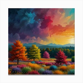 Colorful Nature Painting Art Print 1 2 Canvas Print