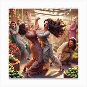 women fighting Canvas Print