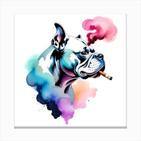 Bull Dog Smoking A Cigarette Canvas Print