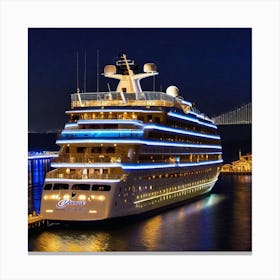 Cruise Ship Docked At Night Canvas Print