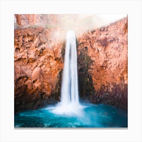 Desert Oasis Waterfall 1 Square Canvas Print