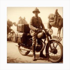 Soldier On A Motorcycle Canvas Print