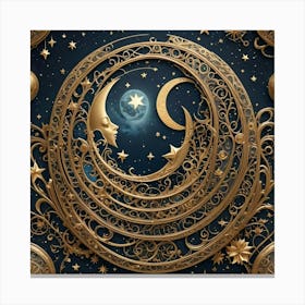 Moon And Stars 10 Canvas Print