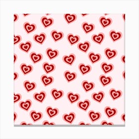 Red Retro Hearts Canvas Print