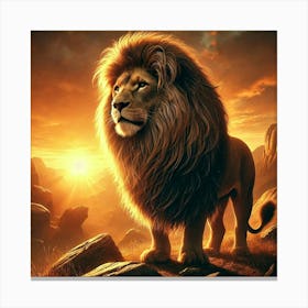 Lion At Sunset 18 Canvas Print