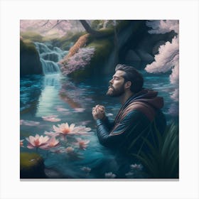 Man Praying In The Water Canvas Print