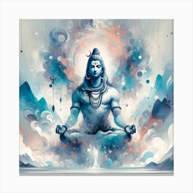 "Ascension of the Ascetic: Lord Shiva's Ethereal Meditation" - This artwork encapsulates the serene and otherworldly essence of Lord Shiva meditating amidst celestial mists and mountain peaks. The soft color palette exudes calmness, while the cosmic elements and fluid art style signify transcendence and the sublime nature of meditation. Shiva's poised and centered form serves as an anchor for the mind and spirit, making this piece a profound statement in any space dedicated to reflection, peace, and spiritual growth. Canvas Print