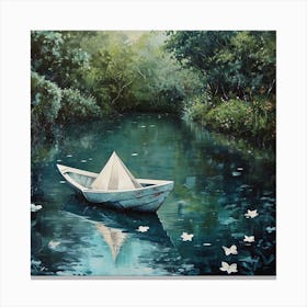 Boat In The Garden Pond Canvas Print