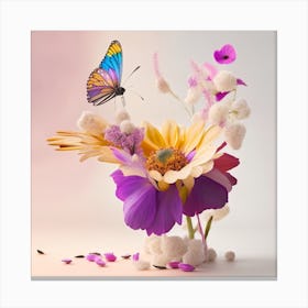 Colorful Flowers And Butterflies Canvas Print