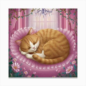 A Charming Illustration Of A Ginger Cat Curled Up Aytujgfprdekf Iffiowzw Vgjrbjeescoi21xuns6fxg Canvas Print