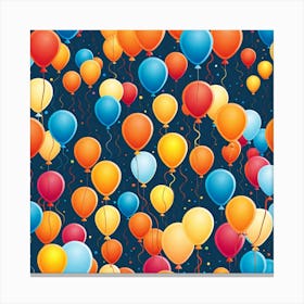 Colorful Balloons In The Sky, balloons, simple art, vector art, digital art, colorful, balloon pattern art Canvas Print