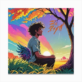 Boy Under The Tree Canvas Print