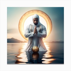 Man Praying In The Water Canvas Print