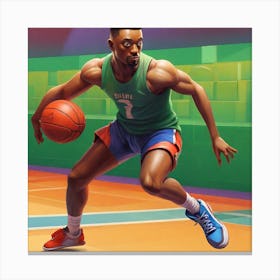 Basketball Player Dribbling Canvas Print