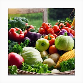 Fresh Vegetables In A Basket 1 Canvas Print