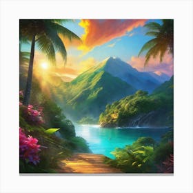 Sunset In The Jungle Canvas Print