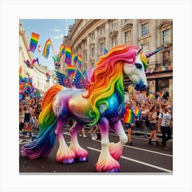 Rainbow Unicorn in Pride Parade Canvas Print