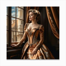 Victorian Woman In A Dress Canvas Print