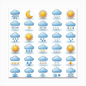 Set Of Colorful Weather Icons 1 Canvas Print