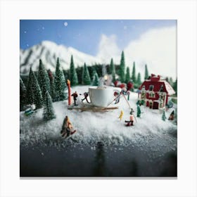 Firefly Mini, Ski, Resort, Cup, Tiny, Skiers, Snowboarders, Gliding, Snowy, Mountainsides, Ski Lifts (3) Canvas Print