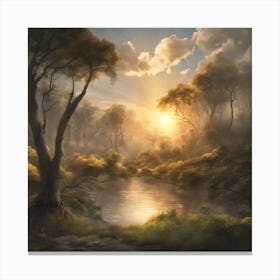 Sunset In The Forest Canvas Print