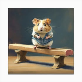 Hamster On A Bench Canvas Print