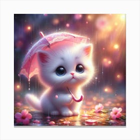 Little Kitten In The Rain Canvas Print