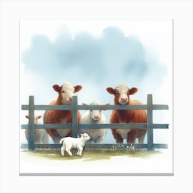 Cows Behind A Fence Canvas Print