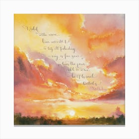 Sunset With A Quote 2 Canvas Print