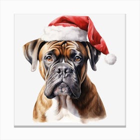 Boxer Dog With Santa Hat 6 Canvas Print
