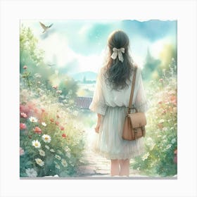 Girl Entering Into The Garden Canvas Print