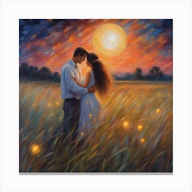 Kissing In The Field Canvas Print