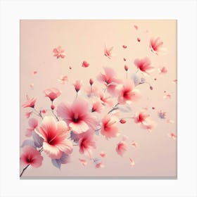 Pink Flowers Wallpaper Canvas Print