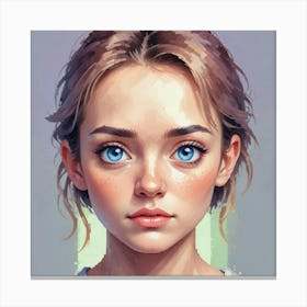 Girl With Blue Eyes 12 Canvas Print