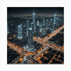 Cityscape At Night 4 Canvas Print