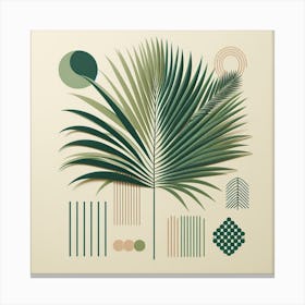 Scandinavian style, Green fan of palm leaves 2 Canvas Print