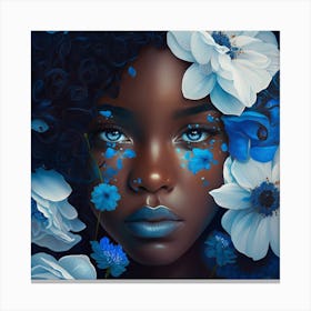 Blue Flower Girl 1 Canvas Print