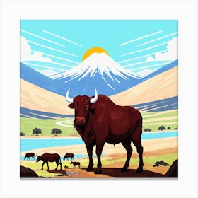 Bulls In The Mountains Canvas Print