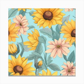 Sunflowers Pattern Canvas Print