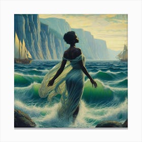 Woman In The Ocean 2 Canvas Print