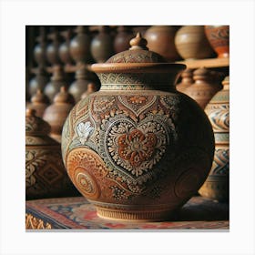 Pottery Vase With Intricate Designs And Patterns (1) Canvas Print