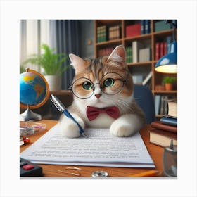 Cat In Glasses Canvas Print