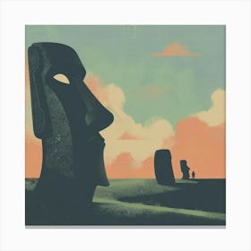 Moai Head Dark Canvas Print