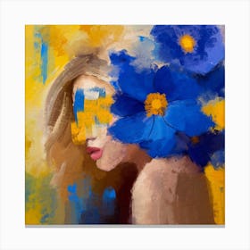 Blue Flowers Portrait Canvas Print
