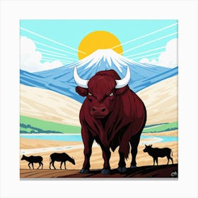 Bull In The Desert 4 Canvas Print